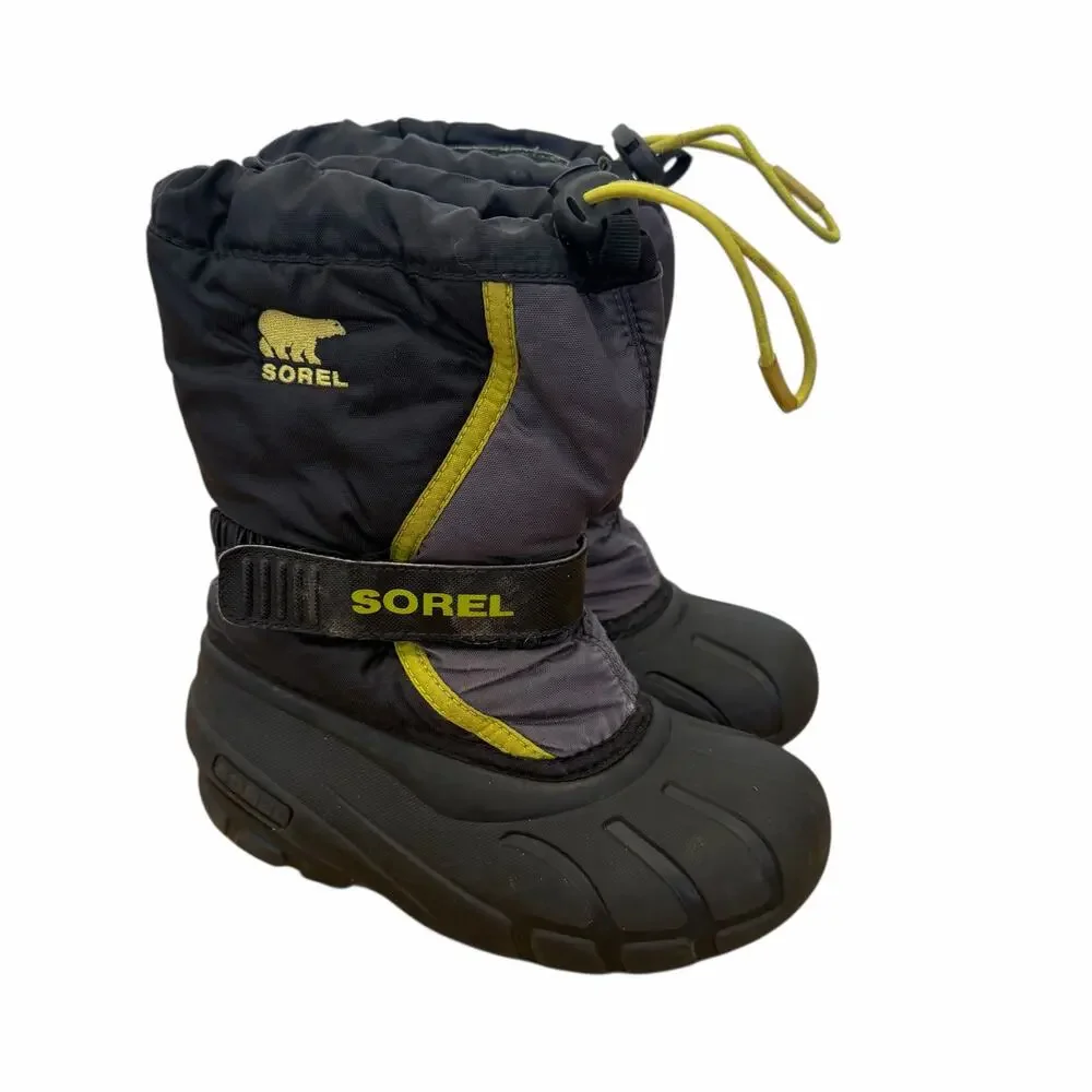 Sorel Black Flurry Insulated Winter Snow Boots Sz 13Y
